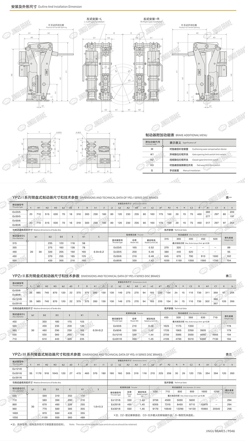 YPZ2I、II、III系列電力液壓臂盤(pán)式制動(dòng)器